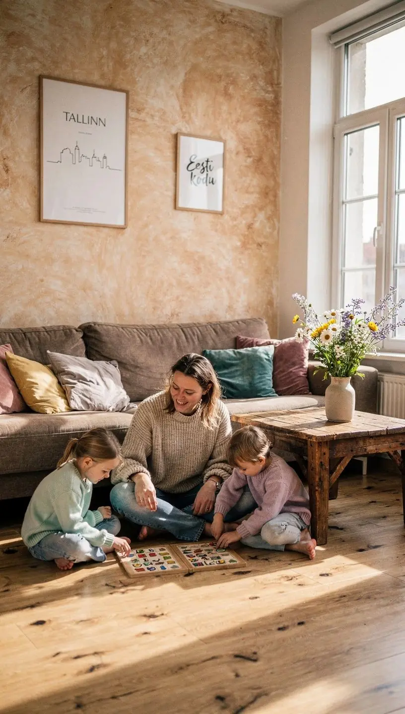 Söögilaud, mille ümber on mugavad toolid ja soe valgustus, ideaalne pereõhtusöökideks.